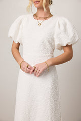 Henry Textured Midi Dress In White - Final Sale