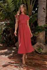 Vaeda Ribbed Tie Dress in Berry - FINAL SALE