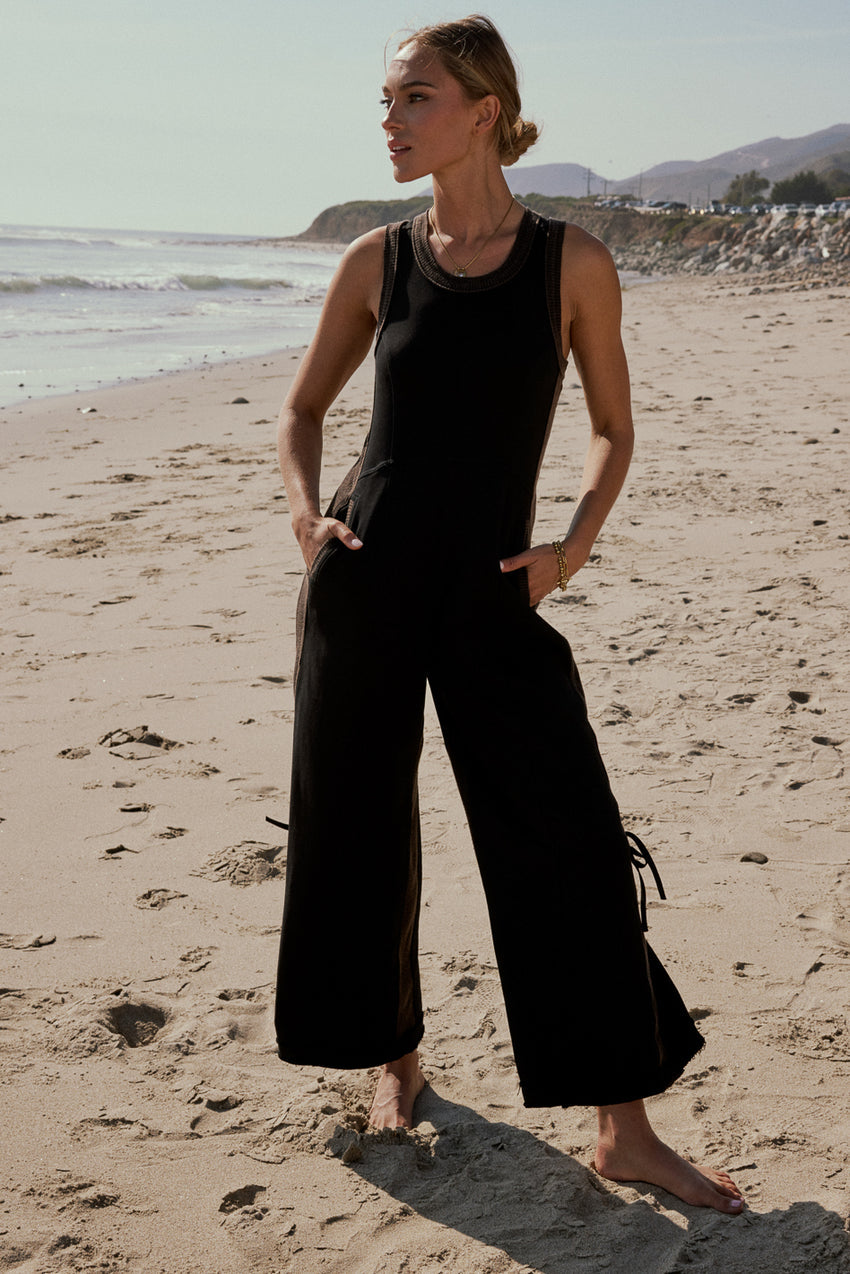 Tristan Knit Jumpsuit In Charcoal