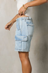 Zora Light Wash Cargo Shorts - Final Sale