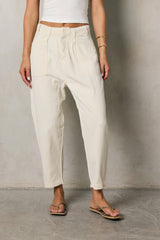 Rosie Tencel Loose Pants In Beige - Final Sale