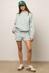 Elora Floral Sweatshirt In Blue - Final Sale
