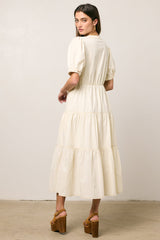 Finey Button Front Maxi Dress In Cream - Final Sale