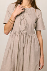 Narla Striped Midi Dress In Brown - Final Sale