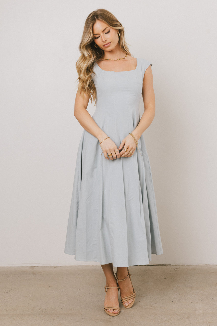 Colin Midi Dress In Slate Blue - Final Sale