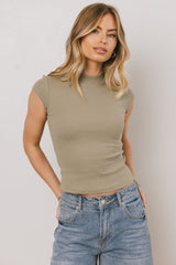 Noel Mock Neck Top in Light Olive - FINAL SALE