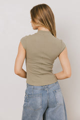 Noel Mock Neck Top In Light Olive - Final Sale