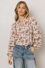 Imann Floral Blouse In Rust - Final Sale