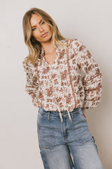 Imann Floral Blouse In Rust - Final Sale