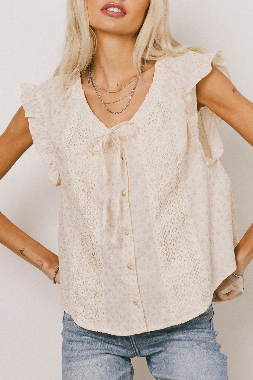 Rome Floral Blouse In Coral - Final Sale