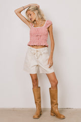 Finneas Denim Shorts In Cream - Final Sale