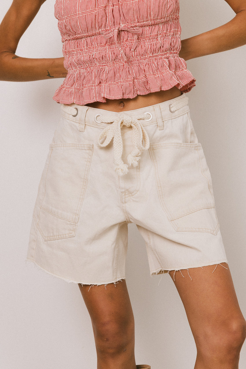 Finneas Denim Shorts In Cream - Final Sale