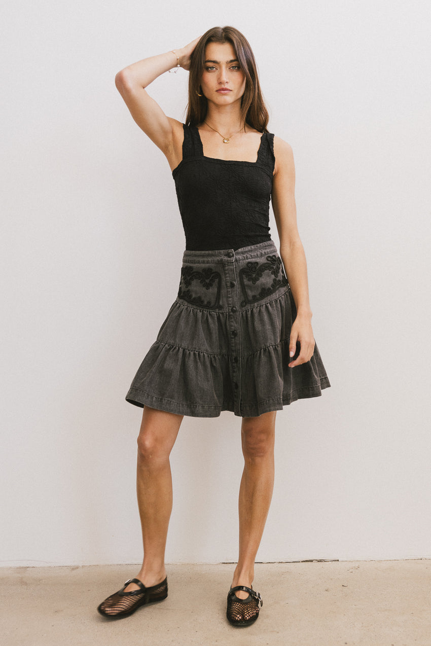 Skyler Tiered Mini Skirt In Black - Final Sale