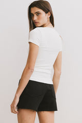 Serena Henley Top In White - Final Sale