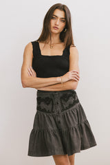 Skyler Tiered Mini Skirt In Black - Final Sale