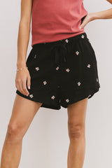 Elia Floral Shorts In Black - Final Sale