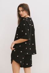Elia Floral Blouse In Black - Final Sale