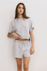 Willa Knit Shorts In Heather Grey - Final Sale