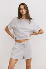 Willa Knit Shorts In Heather Grey - Final Sale