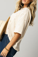 Elia Floral Blouse In Beige
