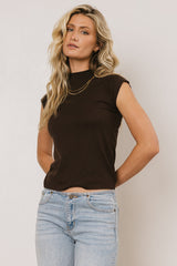 Sunny Mock Neck Top In Brown - Final Sale