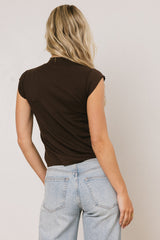 Sunny Mock Neck Top In Brown - Final Sale
