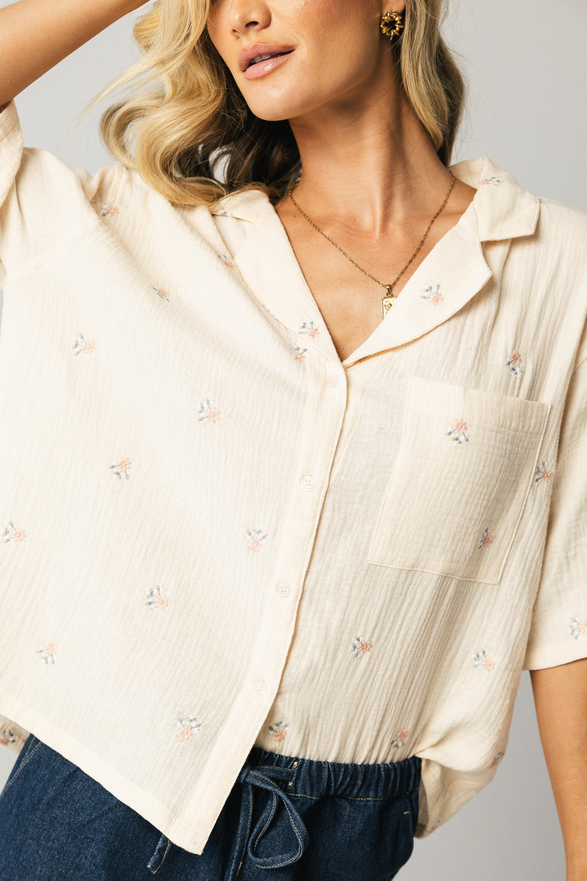 Elia Floral Blouse In Beige