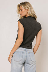 Sunny Mock Neck Top In Charcoal - Final Sale