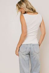 Collins Ribbed Top In White - Final Sale