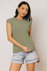 Warren Ribbed Tank In Olive - Final Sale