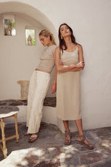 Alanna Embroidered Pants In Cream - Final Sale
