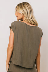 Jaylen Boxy Blouse In Olive - Final Sale