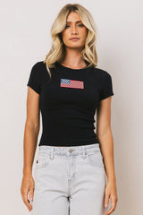 American Flag Tee In Navy - Final Sale