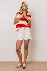 Blake Striped Top In Red - Final Sale