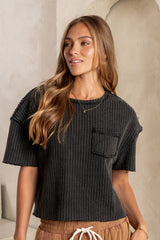 Amaya Knit Tee In Black - Final Sale