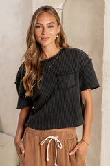 Amaya Knit Tee in Black - FINAL SALE