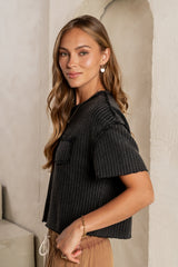 Amaya Knit Tee In Black - Final Sale