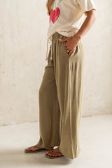 Nico Wide Leg Pants In Olive - Final Sale