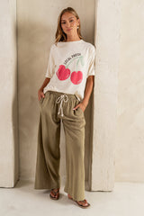 Nico Wide Leg Pants In Olive - Final Sale