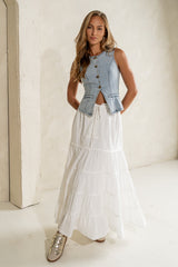 Piper Denim Button Up In Light Wash - Final Sale