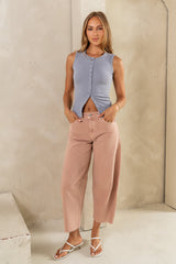 Lucas Button Up Tank Top In Slate Blue - Final Sale
