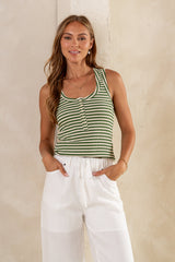 Sailor Striped Tank in Green - FINAL SALE