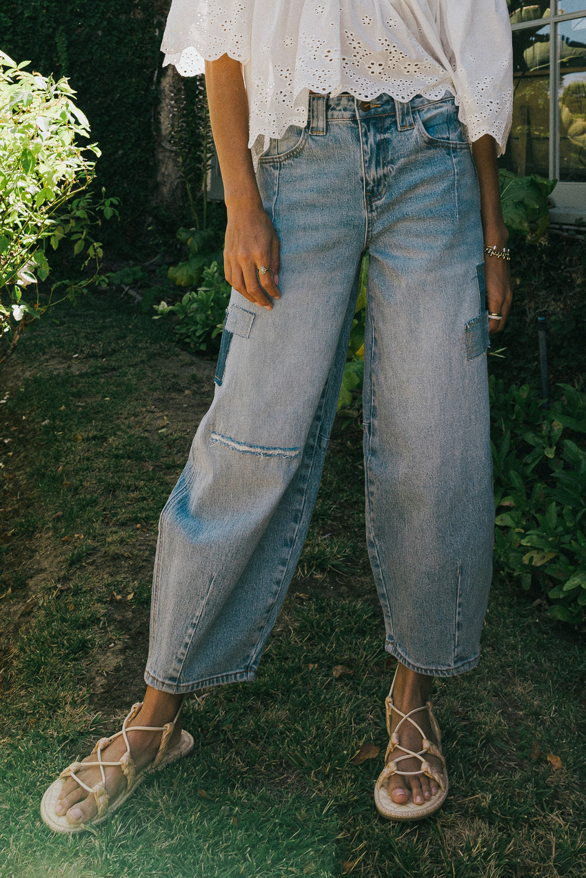 Jane Patchwork Barrel Jeans - Final Sale