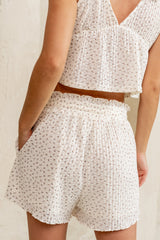 Rosie Floral Shorts In Ivory - Final Sale