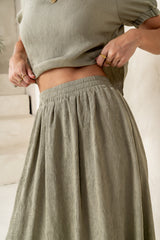 Elani Maxi Skirt In Olive - Final Sale