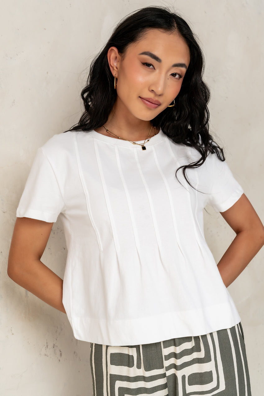 Cattelain Pleated Top In Ivory - Final Sale