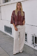 Raegan Cable Knit Sweater In Burgundy - Final Sale