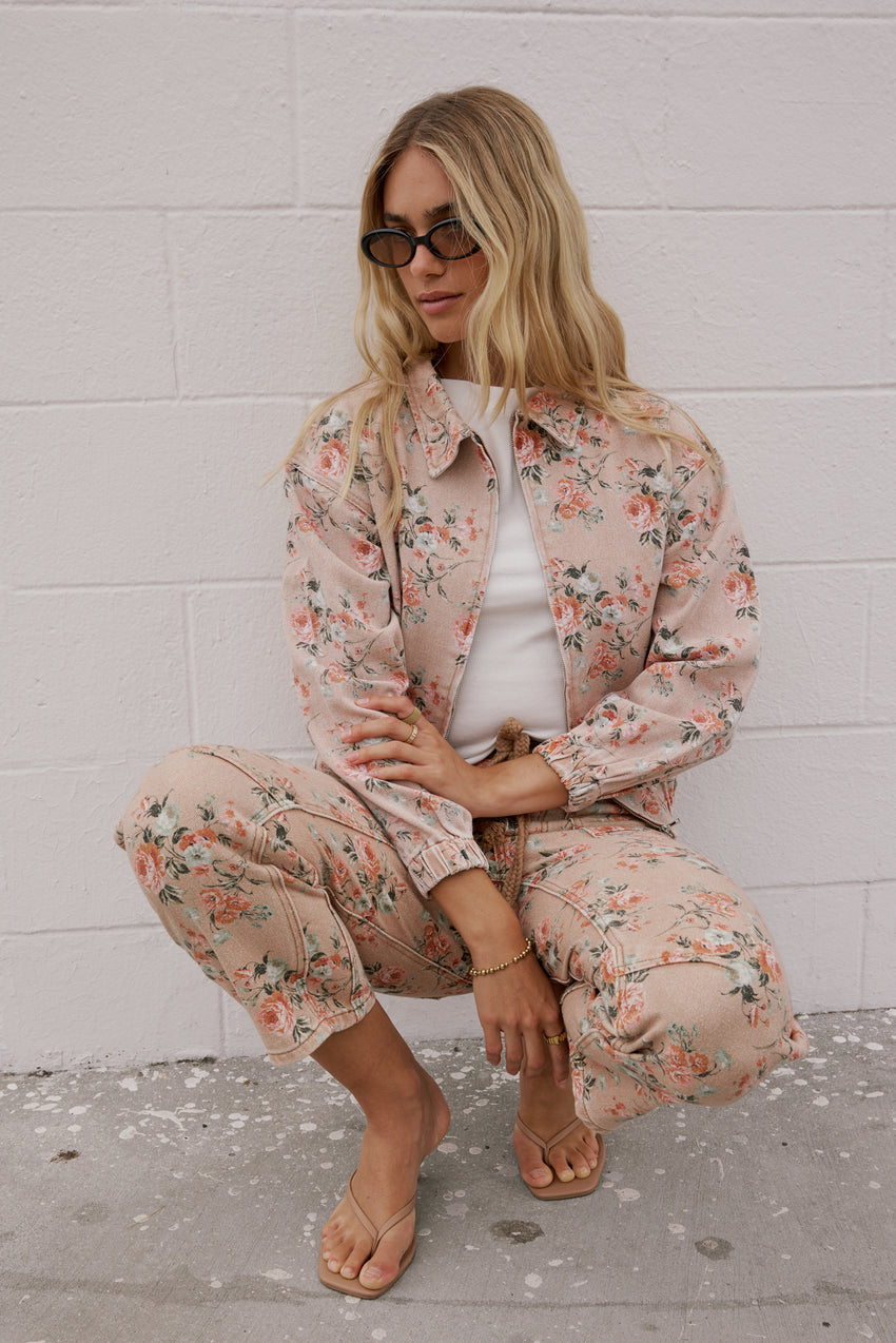 Kellie Floral Bomber Jacket in Vintage Ginger - FINAL SALE