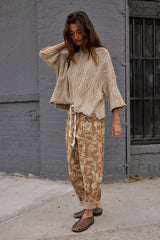 Raegan Cable Knit Sweater In Tan