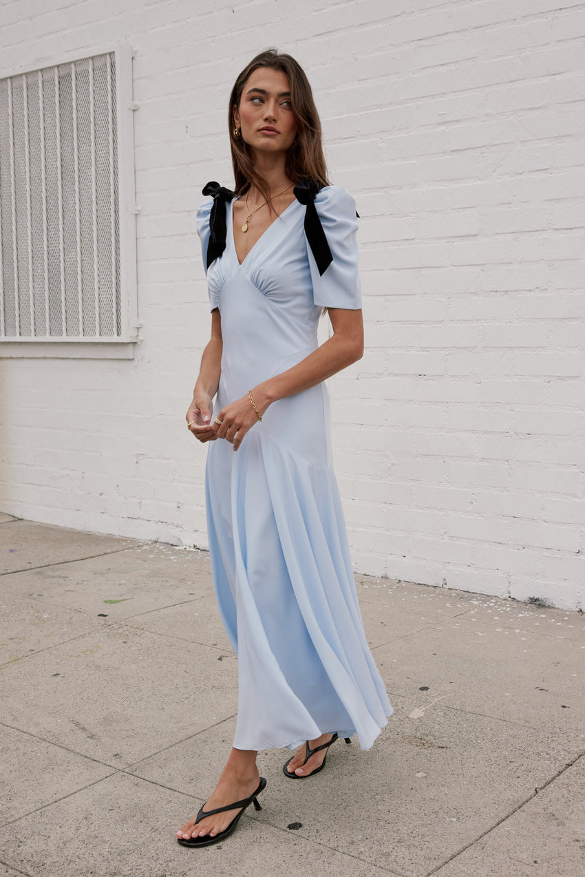 Nellie Drop Waist Maxi Dress In Blue - Final Sale